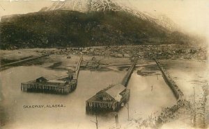 Alaska Skagway Birdseye Waterfront 1920s RPPC Photo Postcard 21-16