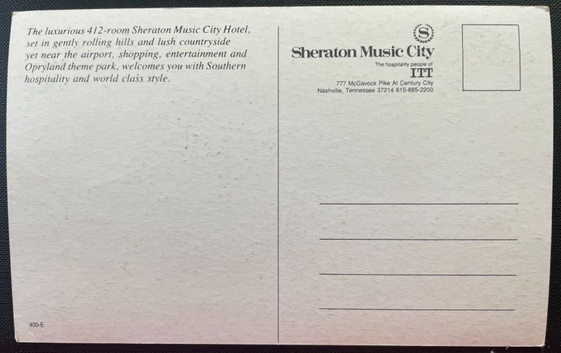 Vintage Postcard 1970's Sheraton Music City, Nashville, Tennessee