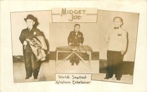 Postcard RPPC Midget Joe world's Smallest Xylophone Entertainer 23-6059