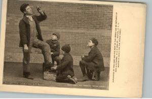 Boys Smoking & Shining Older Boy's Shoes c1910 PC