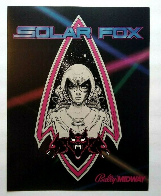 Solar Fox Arcade FLYER Original Midway 1982 Video Game Space Fantasy Aliens Art 