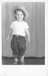 Kid in Cowboy Costume Real Photo Vintage Postcard AA69351