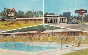 CLAXTON, GA  Georgia    MIAMI MOTEL  Pool  Multi View  Roadside  1966 Postcard