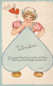 To My Sweet Valentine Greetings Blue Heart Dress - a/s Marcellus - pm 1912 - DB