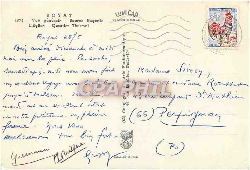 Modern Postcard Royat General view The church Source Eugenie Quartier Thermal