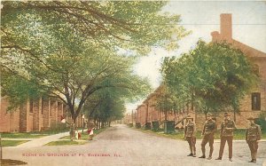 c1909 Postcard: Scene at Ft. Sheridan IL Soldiers, Semaphore Flags