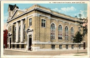 First Christian Church, New Castle IN c1918 Vintage Postcard E22