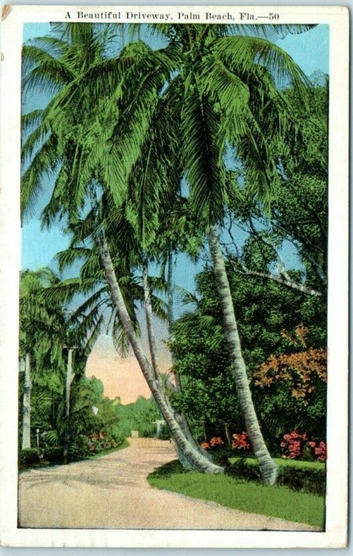 Postcard - A Beautiful Driveway, Palm Beach, Florida | United States ...