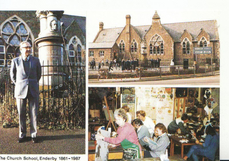 Leicestershire Postcard - The Church School - Enderby 1861 - 1987 - Ref 2722A