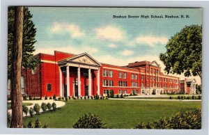 Nashua NH-New Hampshire, Nashua Senior High School, Linen Postcard 