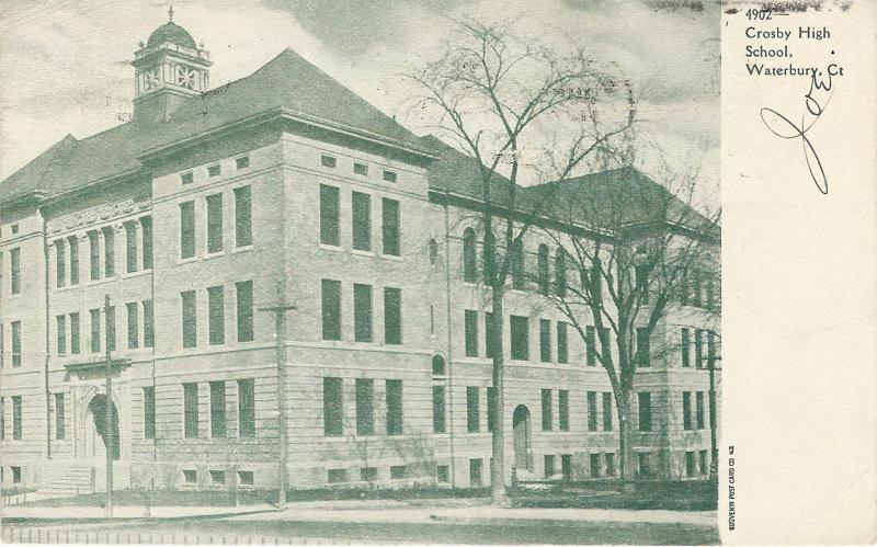 Crosby High School, Waterbury, Connecticut, Early Postcard, Used