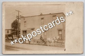 Lawndale OH Ohio RPPC Earl J Scott Grocery Delivery Wagons Scarce Postcard M38