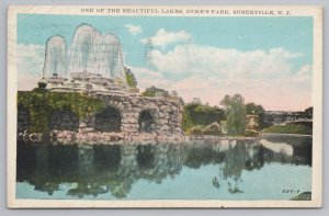 Somerville New Jersey~One The Beautiful Lakes Duke's Park~Vintage Postcard