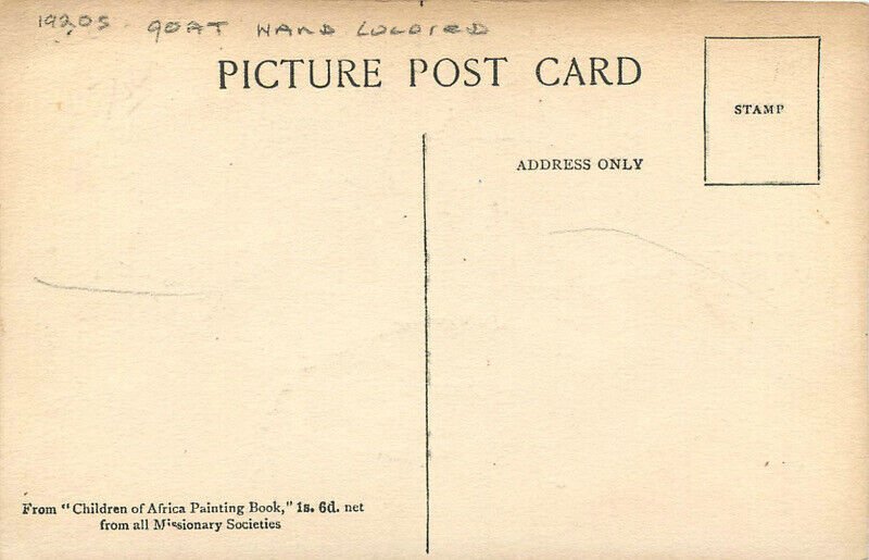 1920s Goat hand colored child artist impression Postcard 22-10870