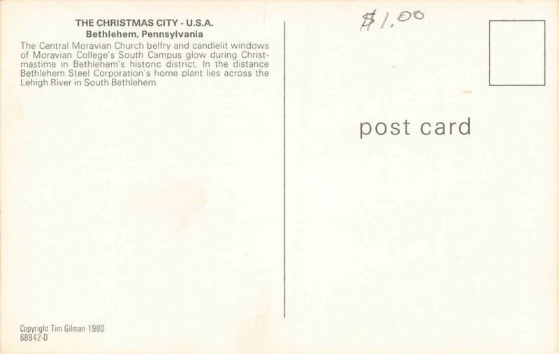 Lot of 2 Christmas City USA Central Moravian Church Bethlehem PA Chrome VTG P120 