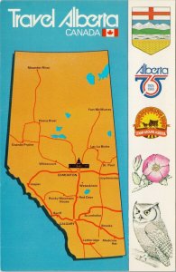 Travel Alberta Map Homecoming 1980 AB Seventy-Fifth Anniversary Postcard G46