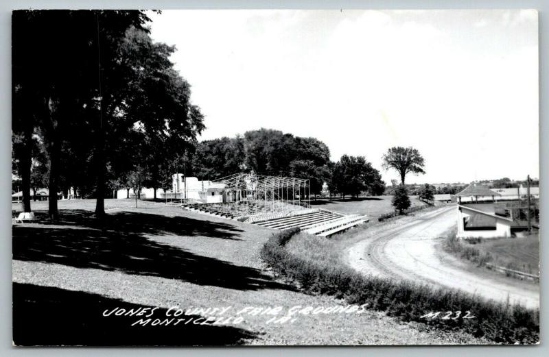 Monticello IowaJones County Fair GroundsRace TrackBleachersStands1950s RPPC