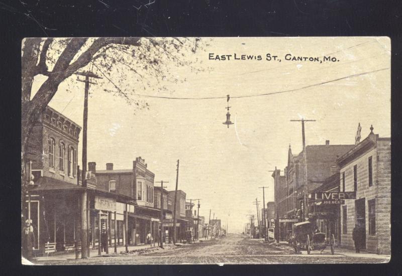 CANTON MISSOURI DOWNTOWN LEWIS STREET SCENE ANTIQUE VINTAGE POSTCARD MO.