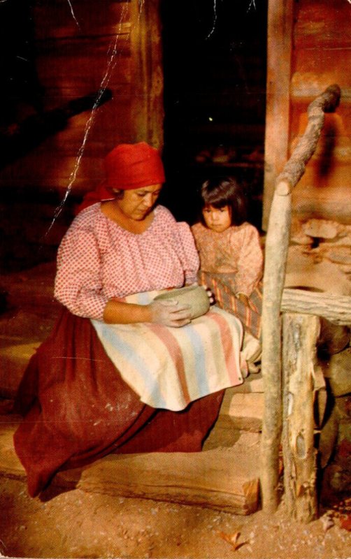 North Carolina Cherokee Indian Reservation Cherokee Indian Making Pottery