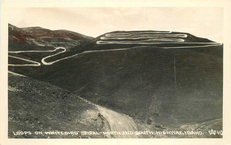 Andrews 1940s Loops Whitebird Spiral South Highway Idaho RPPC Real photo 1778