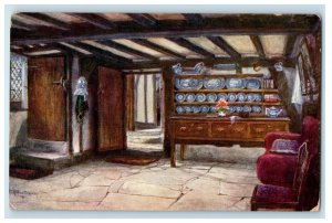 c1910 Interior of Anne Hathaway's Cottage Stratford on Avon England EN Postcard 