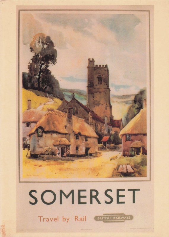 Somerset British Railways Travel By Train Advertising Poster Postcard