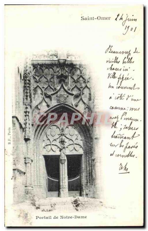 Postcard Old Saint Omer Portal of Notre Dame