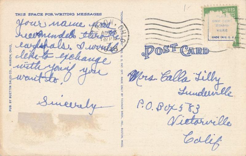 Greetings from Marion, Ohio - Linen Large Letter - pm 1948