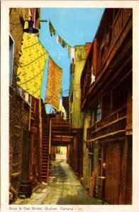 Canada Sous le Cap Street Quebec Vintage Postcard C029