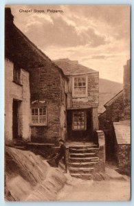 TUCK~ Chapel Steps POLPERRO young boy with basket UK Postcard