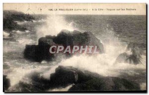 Old Postcard Pouliguen At the Riviera Waves On The Rocks