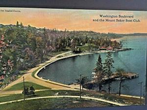 Postcard  1914 View of Washington Blvd. & Mt. Baker Boat Club,WA.    U1