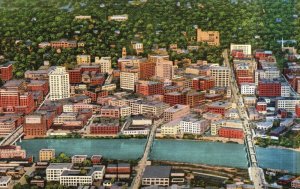 Vintage Postcard 1930s Aerial View Grand Rapids Downtown Shopping Dist. Michigan