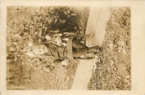 1915 RPPC Little Blonde Girl in Rocking Chair Unusual Doll Gertrude Cogswell