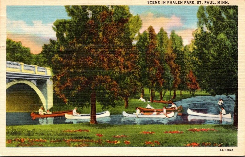 Minnesota St Paul Canoeing In Phalen Park 1946 Curteich