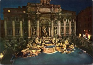 postcard Rome, Italy - Trevi Fountain at night