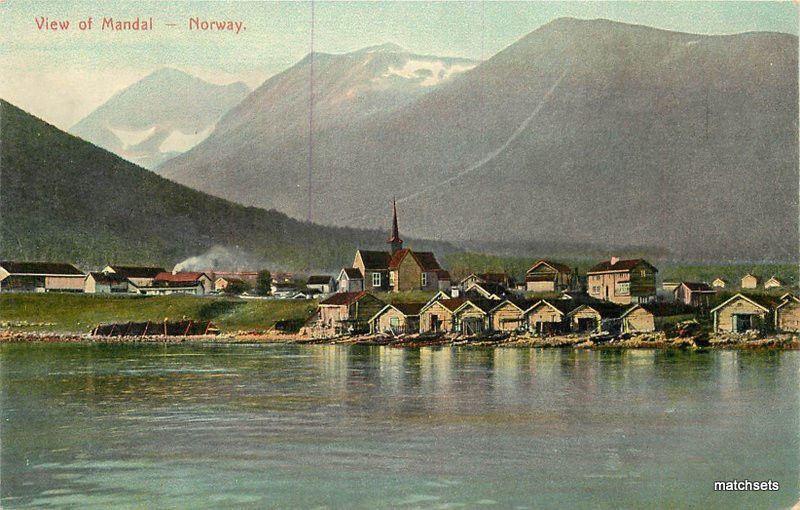 C-1910 NORWAY View Mandal Harbor postcard 2955