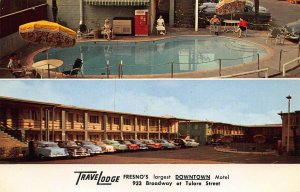 FRESNO CALIFORNIA~TRAVELODGE DOWNTOWN MOTEL~BROADWAY @ TULANE POSTCARD