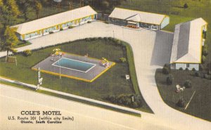 Olanta South Carolina Cole's Motel Linen Vintage Postcard AA36061