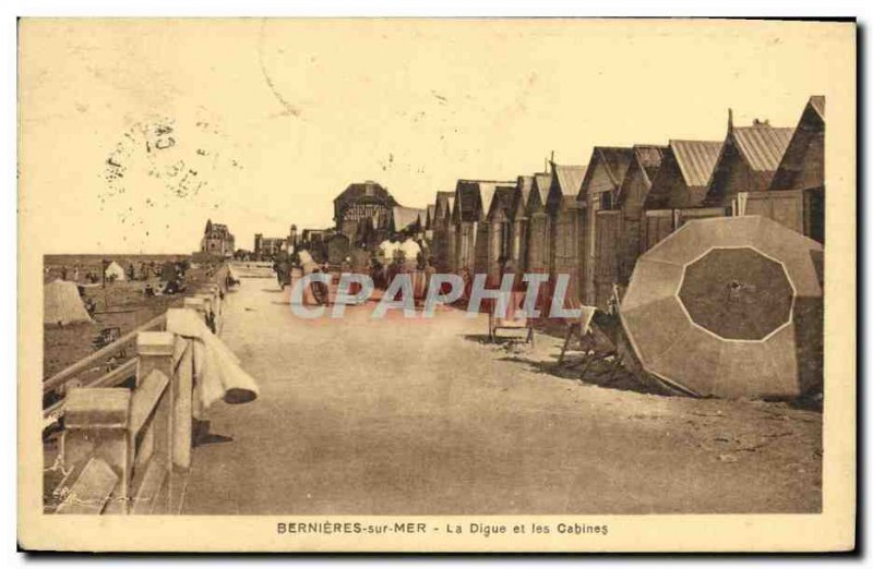 Old Postcard Bernieres sur Mer La Digue and Cabins