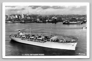 RPPC US Naval Ship Marine Phoenix Military Sea Transport Service MSTS Real Photo 