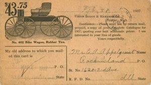 Illinois Rock Island Horse Buggy Advertising undivided 1907 Postcard 22-10058