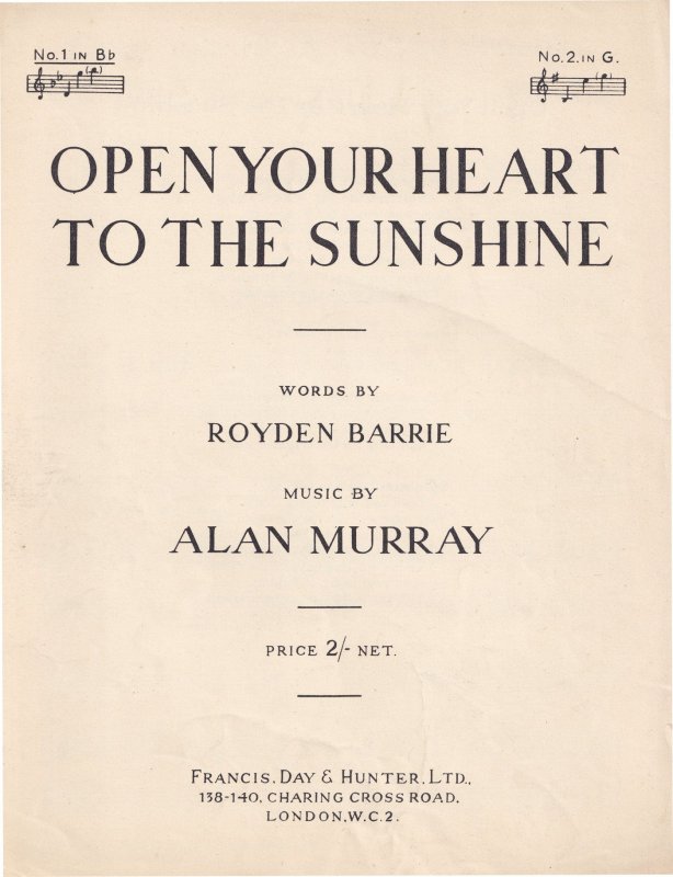 Open Your Heart To The Sunshine Alan Murray Olde Sheet Music