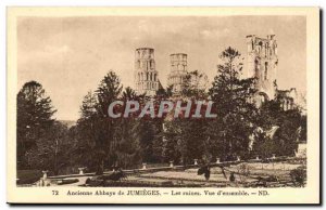 Old Postcard Old Jumieges Abbey ruins View of & # 39ensemble