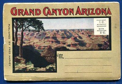 Grand Canyon Arizona Fred Harvey Red Letters Postcard Folder