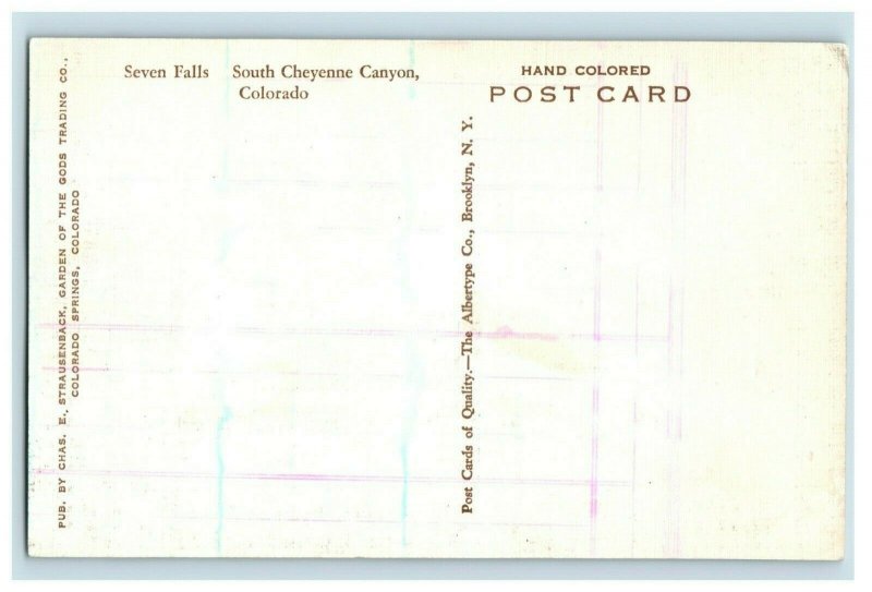 C.1910 Seven Falls South Cheyenne Canyon CO Hand Colored Postcard F63