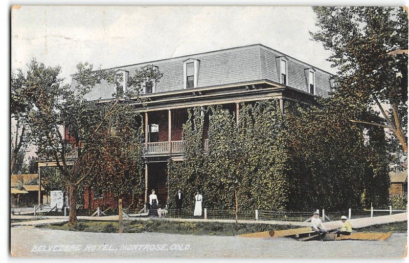 BELVEDERE HOTEL Montrose Colorado 1908 Antique Postcard