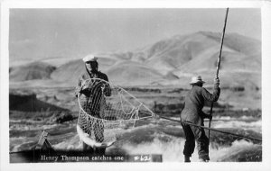 1940s Fishing Henry Thompson Catches one #62 RPPC Photo Postcard 22-2498