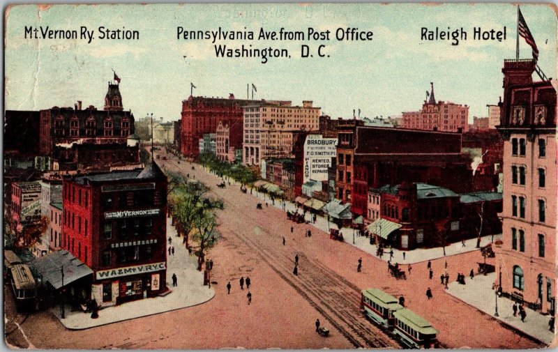 Pennsylvania Ave from Post Office Mt. Vernon RY Station/Raleigh Hotel DC KF12