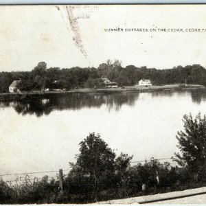 1908 Cedar Falls, IA Summer Cottages Litho Photo Postcard Houses Cedar River A38